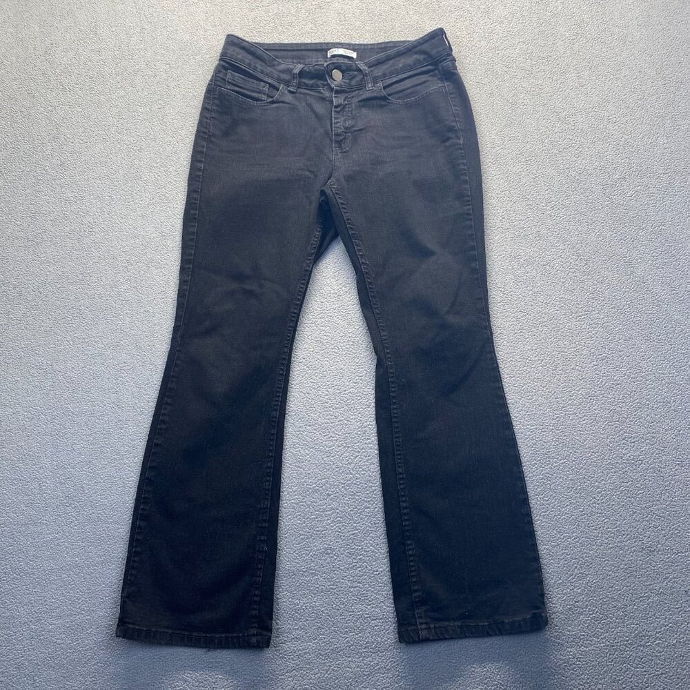 Riders Lee Mid Rise Boot Cut Jeans Women's Petite 10 P Black Denim 5-Pocket